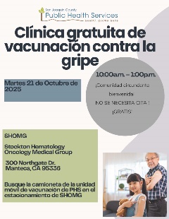 Clínica gratuita contra la gripe en Manteca 21 Oct
