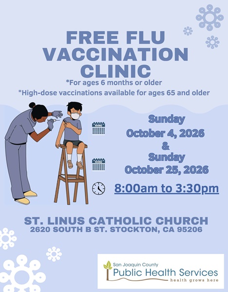St Linus - 2026 10.04-10.25 Clinics-ENG Free Flu Vaccination St Linus