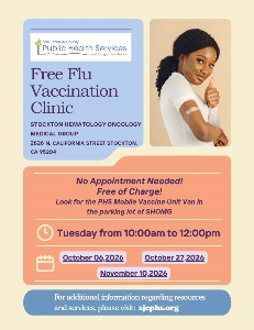 Free Flu Vaccination Clinic in Stockton October 6 & 27 and November 10