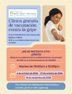 Clínica GRATUITA de Vacunación Contra la Gripe en Stockton: 6, 10 y 27 de Octubre y 10 de Noviembre